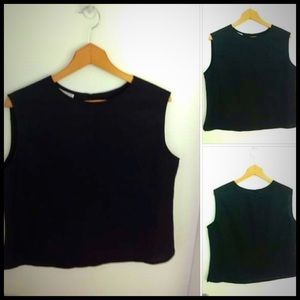 3/$25 FOLIO PETITES 16P BLACK LINEN TOP